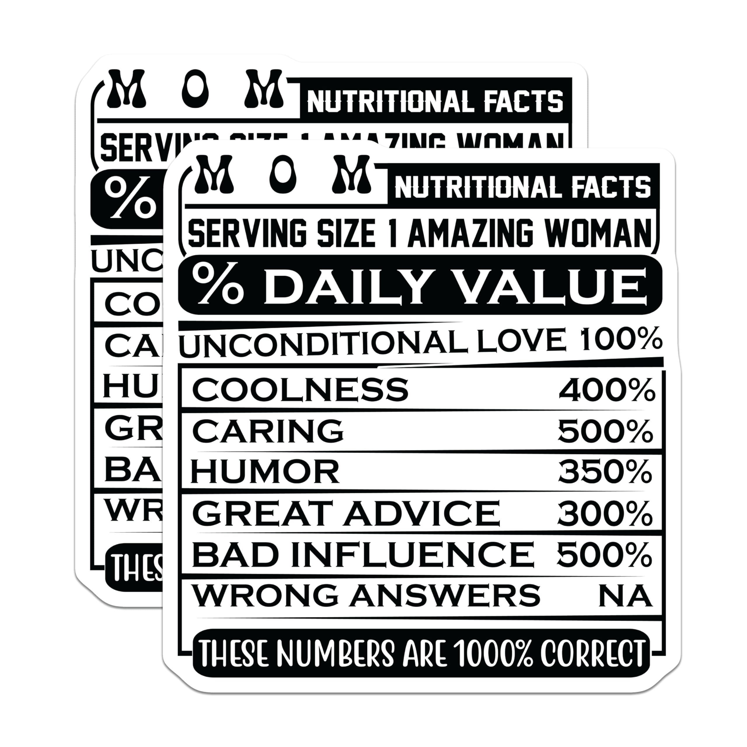 (2 Pack) Mom Nutritional Facts Magnets - Funny Mom - Mother's Day Refrigerator Decor - 5" On Longest Side - Premium Magnet - for Cars, Refrigerators, Toolboxes, Lockers - Made in USA - MAG15573