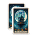 (2 Pack) Spooky Haunted House Magnets - Gothic Halloween Decor - Eerie Jack-O-Lanterns Mystical Moon Night Art Scene - 5 Inches On Longest Side - Thick Durable Magnet - Made in USA - MAG20813