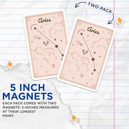 (2 Pack) Zodiac Constellation Magnet - Astrology Decor - 5" On Longest Side - Sticks to Smooth Flat Surfaces - Made in USA - MAG9620