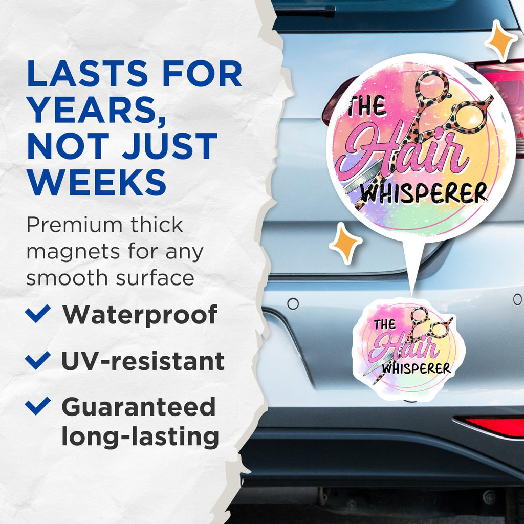 (2 Pack) The Hair Whisperer Magnets - Hair Stylist Decor - 5" On Longest Side - for Cars, Fridges, Toolboxes - Made in USA - MAG7565
