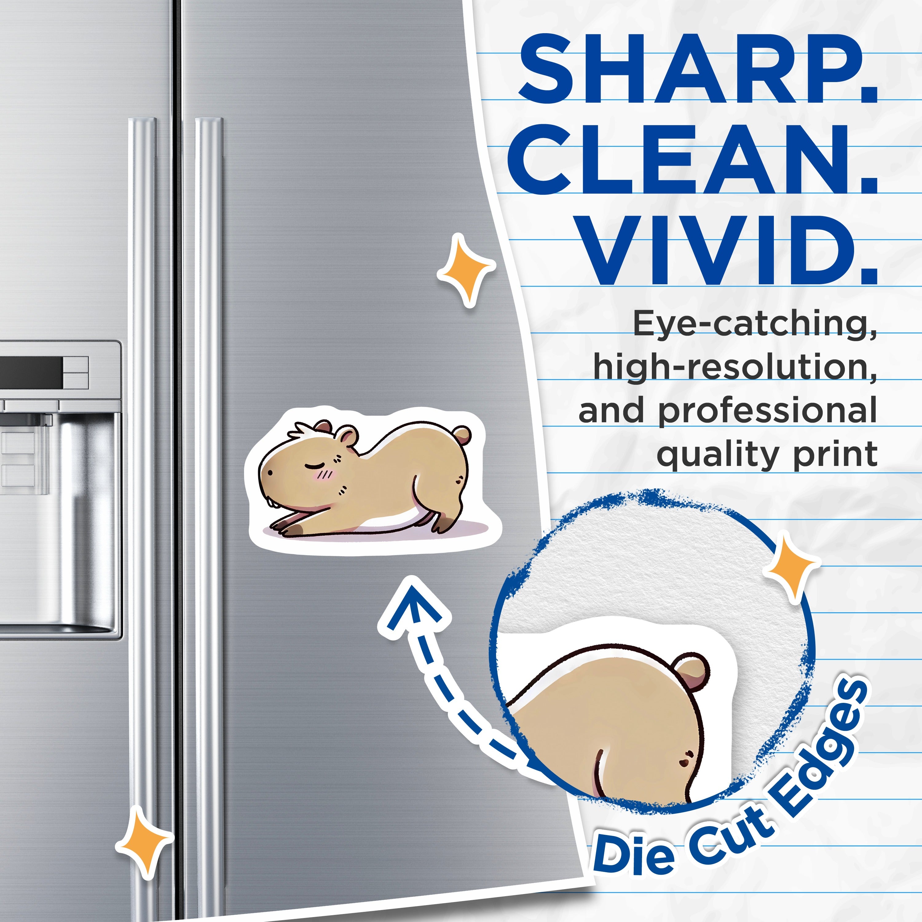 (2 Pack) Cute Capybara Magnets - Kawaii Animal Decor - Cozy Aesthetic Fridge Locker Accessory - 5 Inches On Longest Side - Thick Durable Magnet - Made in USA - MAG36575