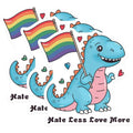 (3 Pack) Pride Dinosaur Decals - LGBTQ Support - Love More Decal- 3 Inches On Longest Side - Easy Peel & Apply - Made in USA - 3MCS5163