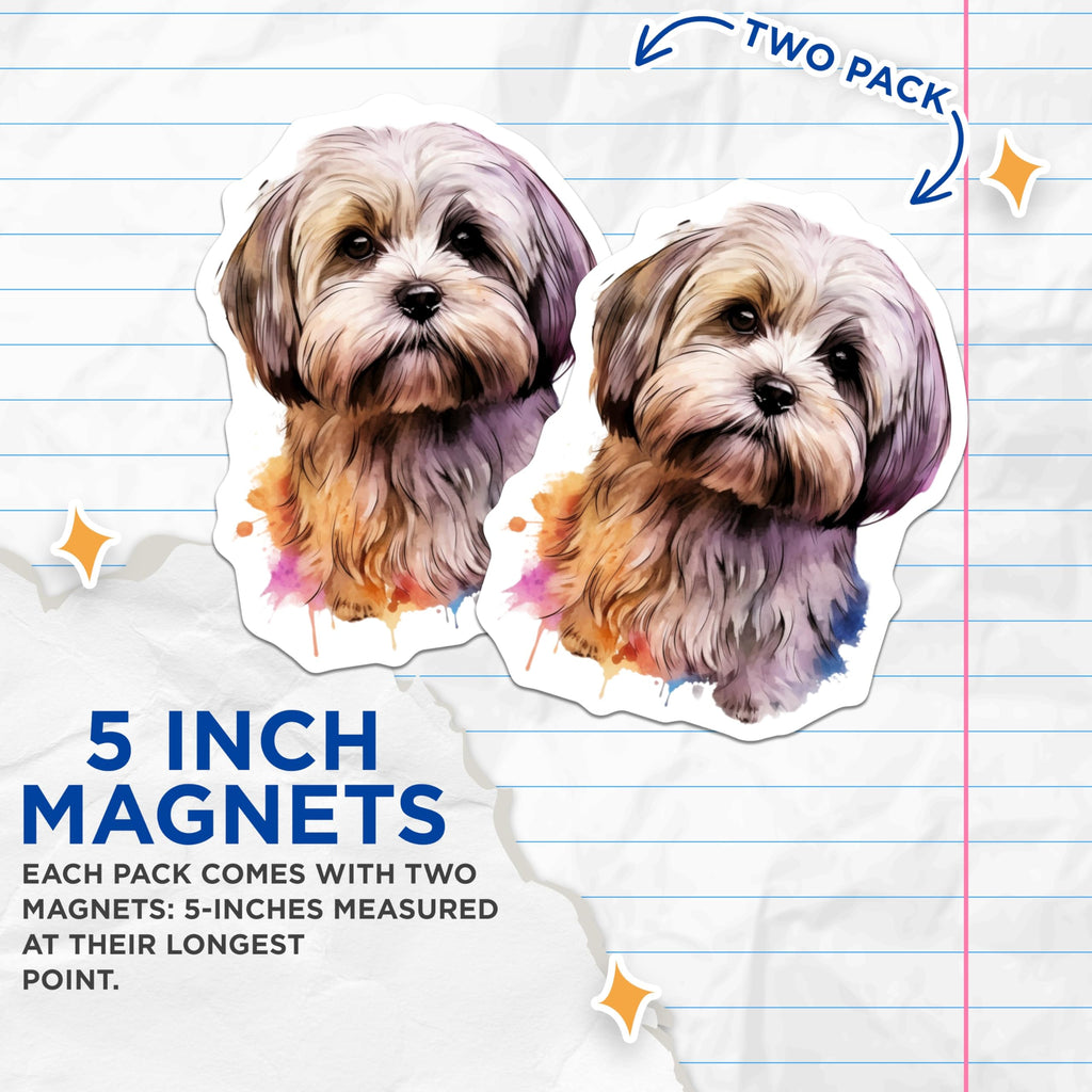 (2 Pack) Shih Tzu Dog Magnets - Watercolor Pet Art - Dog Mom Kitchen Fridge Decor - 5 Inches On Longest Side - Thick Durable Magnet - Made in USA - MAG27515