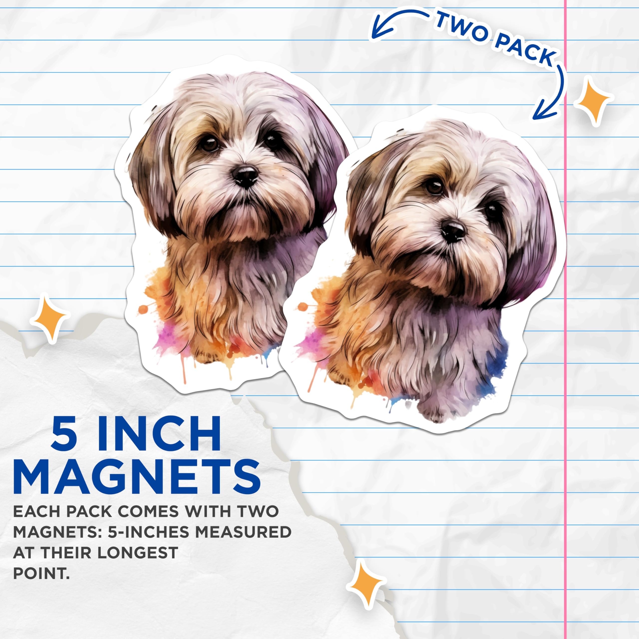 (2 Pack) Shih Tzu Dog Magnets - Watercolor Pet Art - Dog Mom Kitchen Fridge Decor - 5 Inches On Longest Side - Thick Durable Magnet - Made in USA - MAG27515