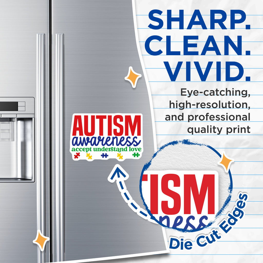 (2 Pack) Autism Awareness Magnets - Neurodiversity Support - Accept Understand Love Icon - 5 Inches On Longest Side - Thick Durable Magnet - Made in USA - MAG36799