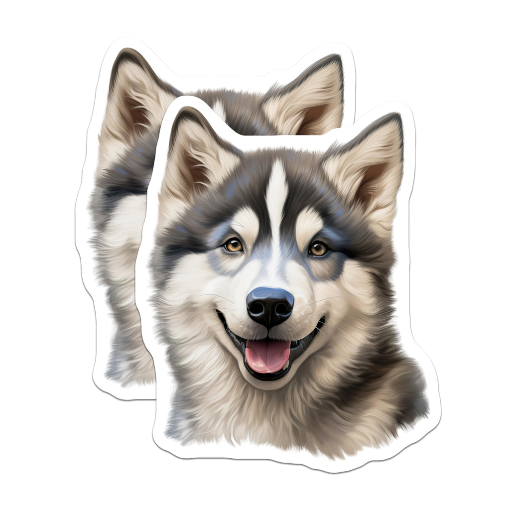 (2 Pack) Husky Puppy Magnets - Happy Dog Decor - Pet Lover Accessory - Dog Mom Dad - 5 Inches On Longest Side - Thick Durable Magnet - Made in USA - MAG26128