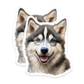 (2 Pack) Husky Puppy Magnets - Happy Dog Decor - Pet Lover Accessory - Dog Mom Dad - 5 Inches On Longest Side - Thick Durable Magnet - Made in USA - MAG26128