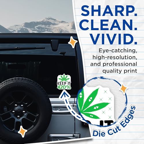(2 Pack) Keep It 420 Percent Stickers - Cannabis Leaf Sticker - Weed Humor Sticker - 5" On Longest Side - Sticks to Smooth Flat Surfaces - Made in USA - BMCS8937