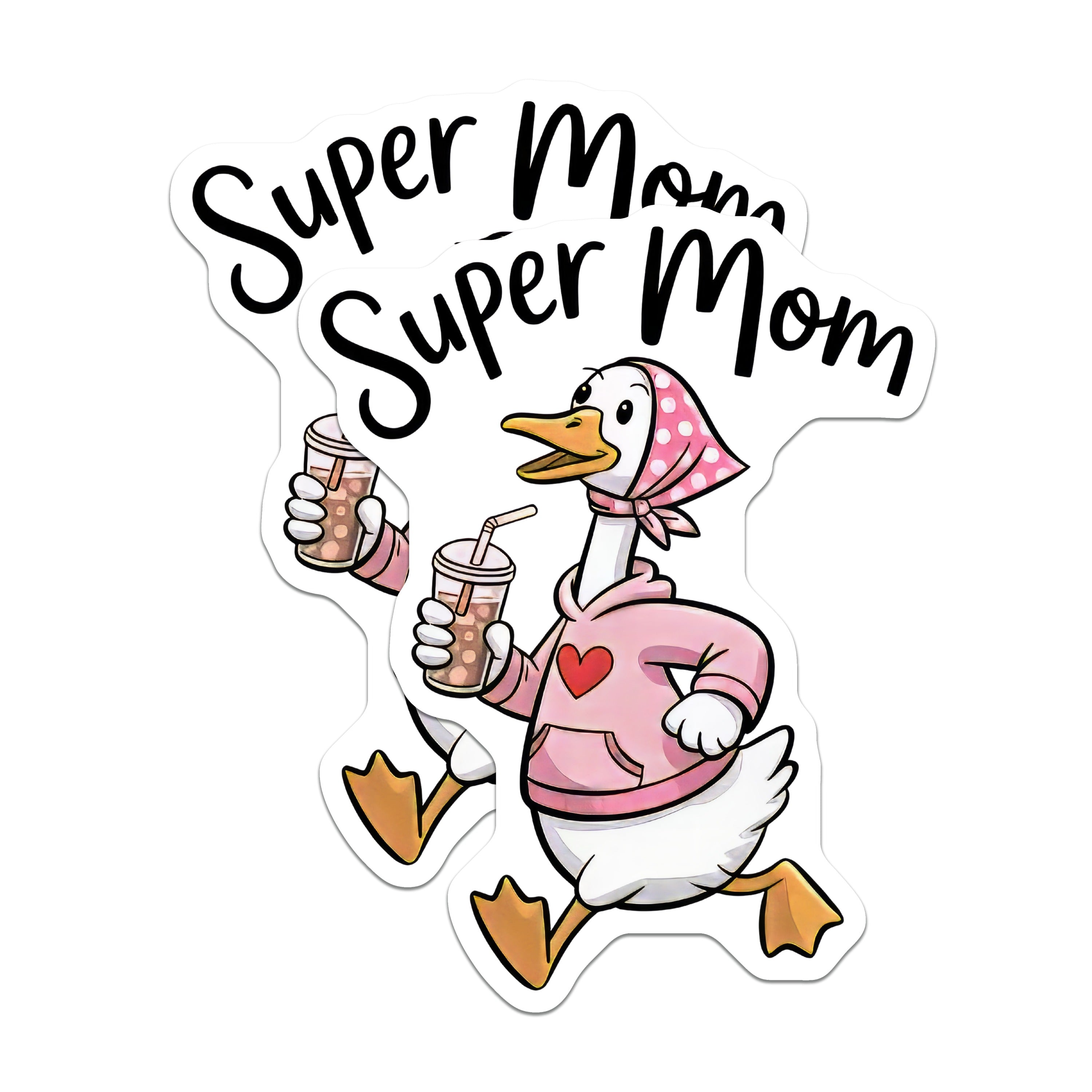 (2 Pack) Super Mom Goose Magnets - Busy Mama Fridge Decor - Coffee Lover Funny Kitchen Organizer - 5 Inches On Longest Side - Thick Durable Magnet - Made in USA - MAG39107