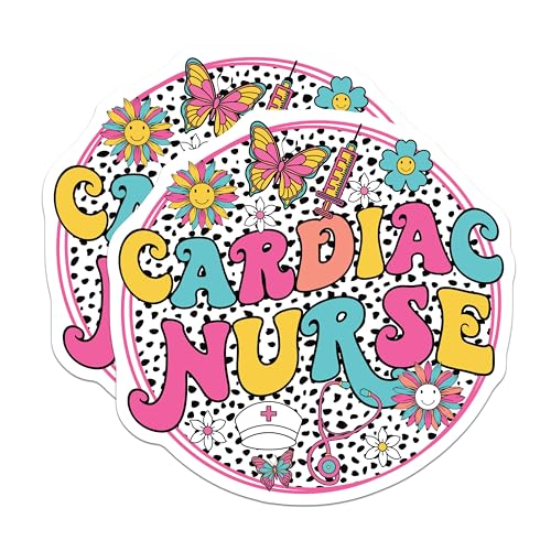 (2 Pack) Cardiac Nurse Stickers - Nurse Appreciation - Medical Professional Gifts - 5" On Longest Side - Sticks to Smooth Flat Surfaces - Made in USA - BMCS9141