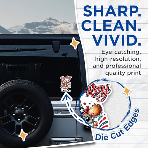 (2 Pack) Hoo-Ray USA Stickers - Patriotic Dog Stickers - Fourth of July Stickers - 5" On Longest Side - Sticks to Any Smooth Flat Surface - Made in USA - BMCS2722