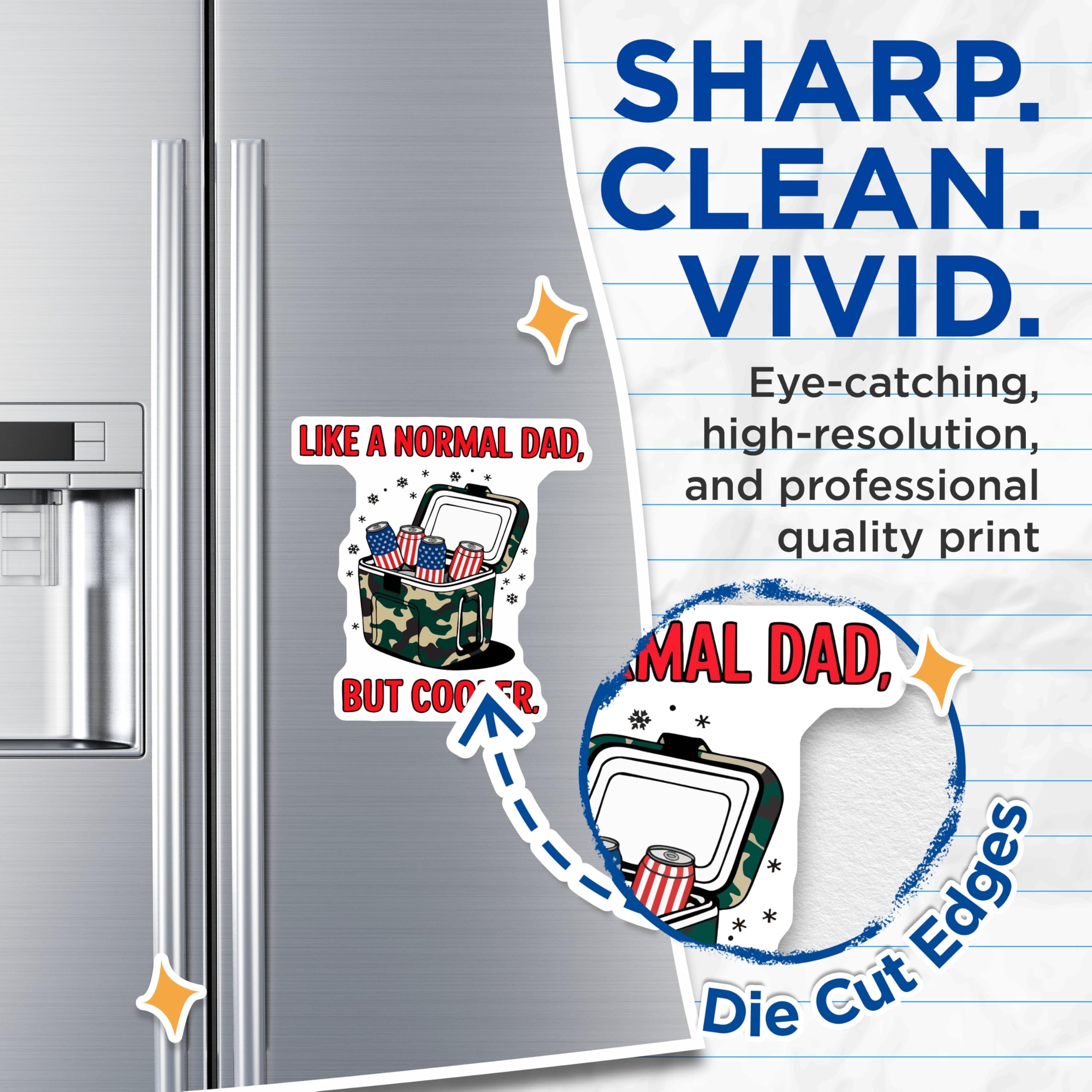(2 Pack) Dad Cooler Magnets - Funny Father's Day Decor - Like a Normal Dad but Cooler - 5 Inches On Longest Side - Thick Durable Magnet - Made in USA - MAG21985