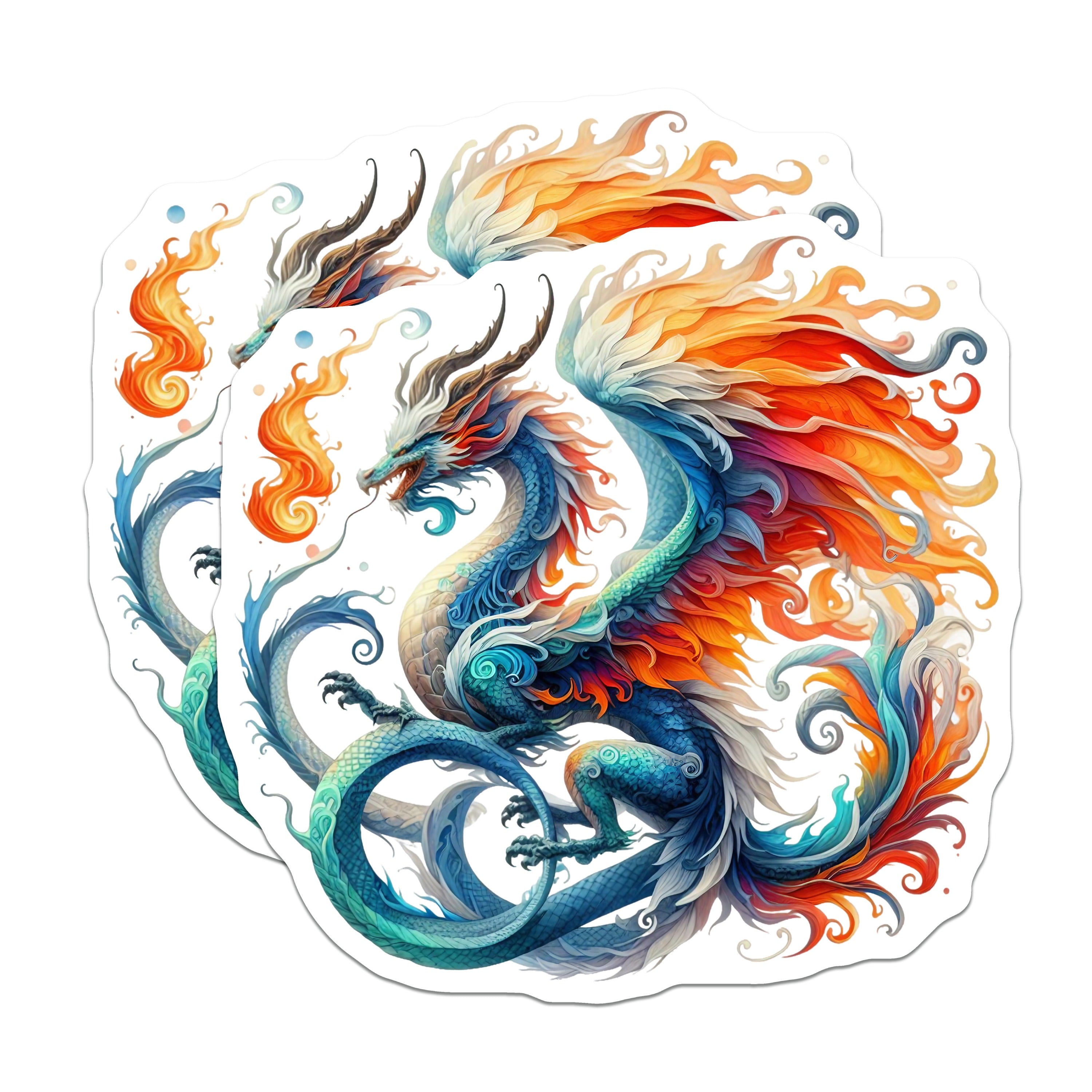 (2 Pack) Vibrant Dragon Magnets - Fantasy Art Fridge Decor - Mythical Creature Home Accent - 5 Inches On Longest Side - Thick Durable Magnet - Made in USA - MAG37079