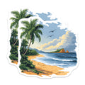 (2 Pack) Tropical Beach Magnets - Ocean Waves Decor - Palm Tree Island Art - 5 Inches On Longest Side - Thick Durable Magnet - Made in USA - MAG24760