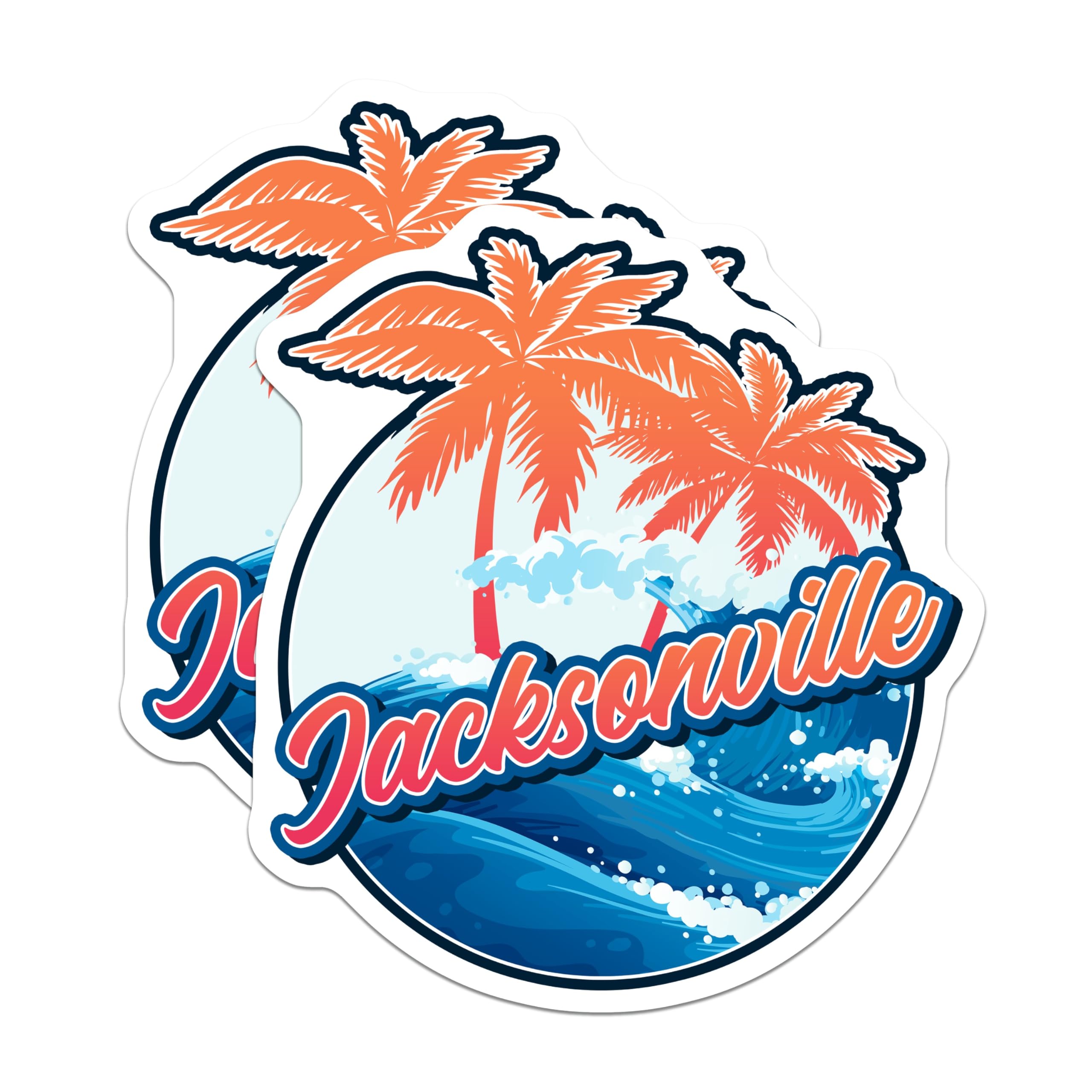 (2 Pack) Jacksonville Florida Magnets - Beach Palm Tree - Jacksonville Souvenir - 5" On Longest Side - Premium Magnet - for Cars, Refrigerators, Toolboxes, Lockers - Made in USA - MAG17425