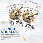 (2 Pack) The Lord is My Strength and My Song Stickers - Biblical Verse Stickers - Inspirational Guitar Stickers - 5" On Longest Side - Sticks to Smooth Flat Surfaces - Made in USA - BMCS3746