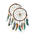(2 Pack) Dream Catcher Stickers - Boho Bohemian Decor - Colorful Feathers Decal - 5" On Longest Side - Sticks to Smooth Flat Surfaces - Made in USA - BMCS8865 - Spiritual Tribal Art