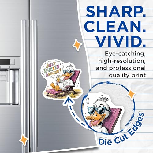 (2 Pack) Just Duckin Around Magnets Magnets - Funny Animal Quote - Duck Character - 5" On Longest Side - Made in USA - Sticks to Refrigerators & Metal Surfaces - MAG8544