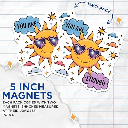 (2 Pack) Positive Affirmation Magnets - Inspirational Quote Magnets - You are Enough Magnets - 5" On Longest Side - for Cars, Fridges, Toolboxes - Made in USA - MAG6565