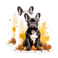 (2 Pack) French Bulldog Magnets - Fall Dog Decor - Autumn Pet Lover Present - 5 Inches On Longest Side - Thick Durable Magnet - Made in USA - MAG30475