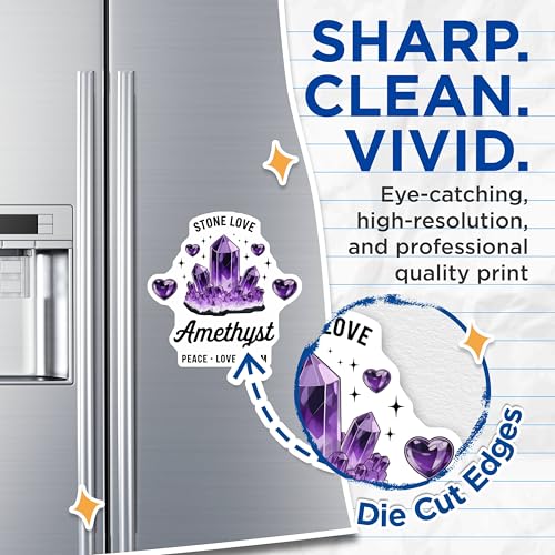 (2 Pack) Amethyst Peace Love Calm Magnets - Crystal Stone Fridge - Inspirational Decor for Home and Office - 5" On Longest Side - for Cars, Fridges, Toolboxes - Made in USA - MAG6595