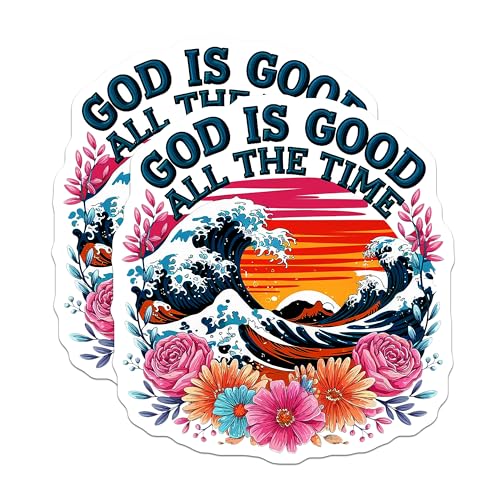 (2 Pack) Religious Home Decor Magnet - Inspirational Wave and Floral - 5" On Longest Side - Sticks to Smooth Flat Surfaces - Made in USA - MAG10082