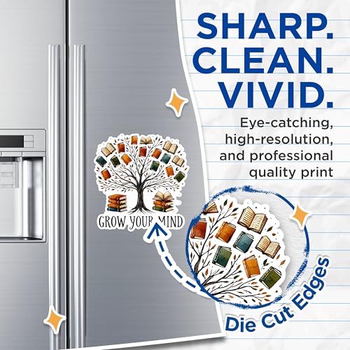 (2 Pack) Grow Your Mind Magnets - Inspirational Quote Magnets - Book Lover Tree Magnets - Positive Message Decor Magnets- 5" On Longest Side - for Fridges, Toolboxes, Cars - Made in USA - MAG2754