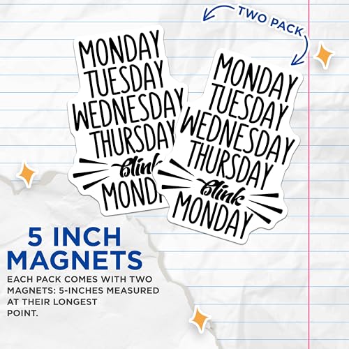 (2 Pack) Funny Days of The Week Magnets Magnets - Humorous Reminder - Daily Motivation - 5" On Longest Side - Made in USA - Sticks to Refrigerators & Metal Surfaces - MAG9006