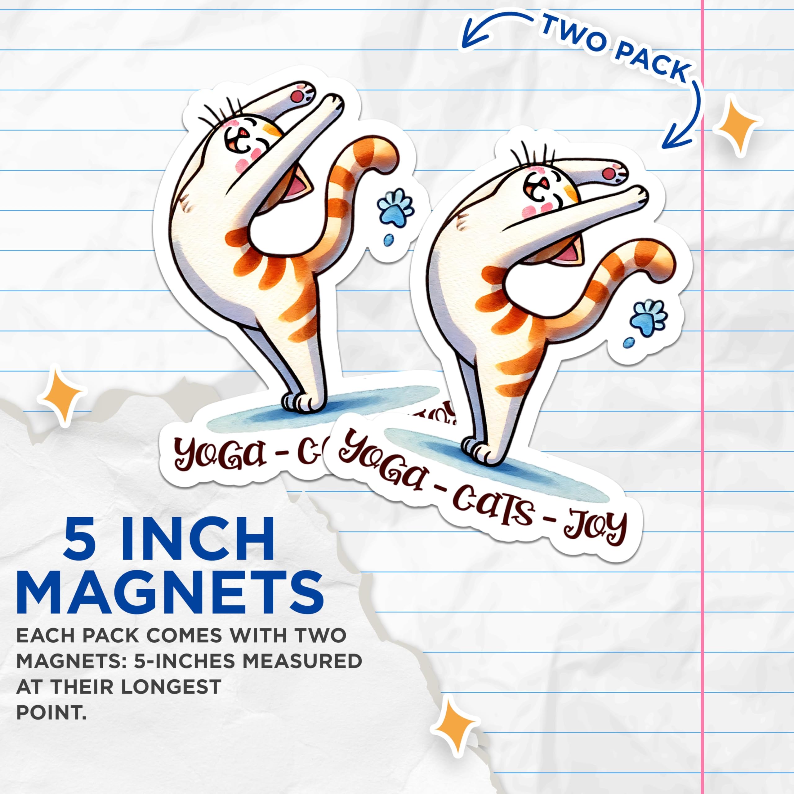 (2 Packs) Yoga Cats Joy Simple Cat Lover Magnets - Cat Loving Yoga Yogi Magnets - 5 Inches On Longest Side - Premium Magnet - for Fridges, Toolboxes, Cars - Made in USA - MAG2416
