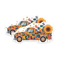 (2 Pack) Puzzle Piece Truck Stickers - Autism Awareness Sticker - Sunflower Truck Sticker - 5" On Longest Side - Sticks to Smooth Flat Surfaces - Made in USA - BMCS9848