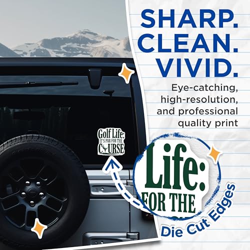 (2 Pack) Golf Life Stickers - It's Par for The Course Stickers - Golf Love Decal for Golf Enthusiasts - 5" On Longest Side - Sticks to Smooth Flat Surfaces - Made in USA - BMCS4235