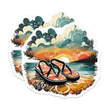 (2 Pack) Beach Sandals Magnets Magnets - Summer Vacation Decor - Scenic Beach Artwork - 5" On Longest Side - Made in USA - Sticks to Refrigerators & Metal Surfaces - MAG9315