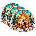 (3 Pack) Camping Decals - Bonfire Sticker - Let's Get Toasted Sticker- 3 Inches On Longest Side - Easy Peel & Apply - Made in USA - 3MCS5784