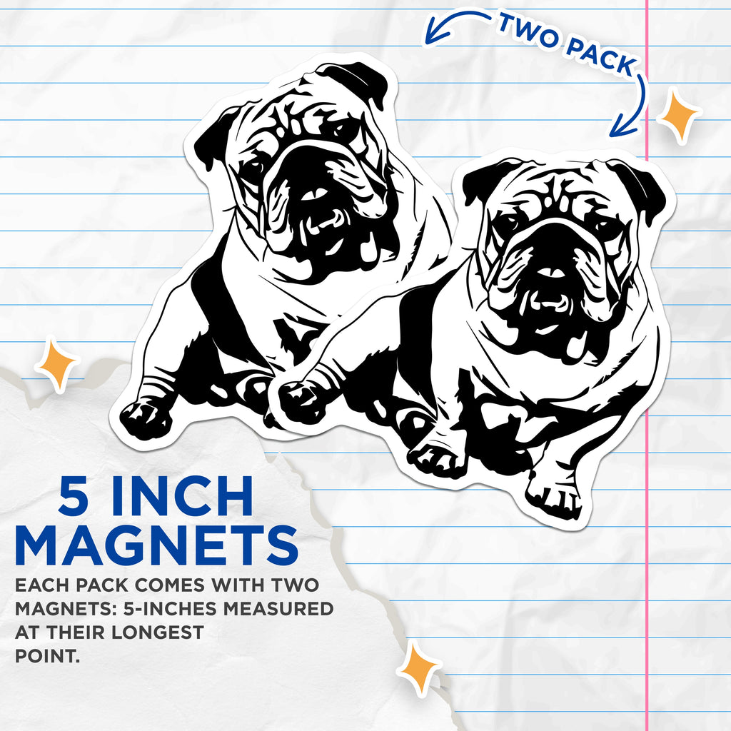 (2 Pack) Bulldog Magnets - English Bulldog Decor - Pet Lover Accessory - 5 Inches On Longest Side - Thick Durable Magnet - Made in USA - MAG37793