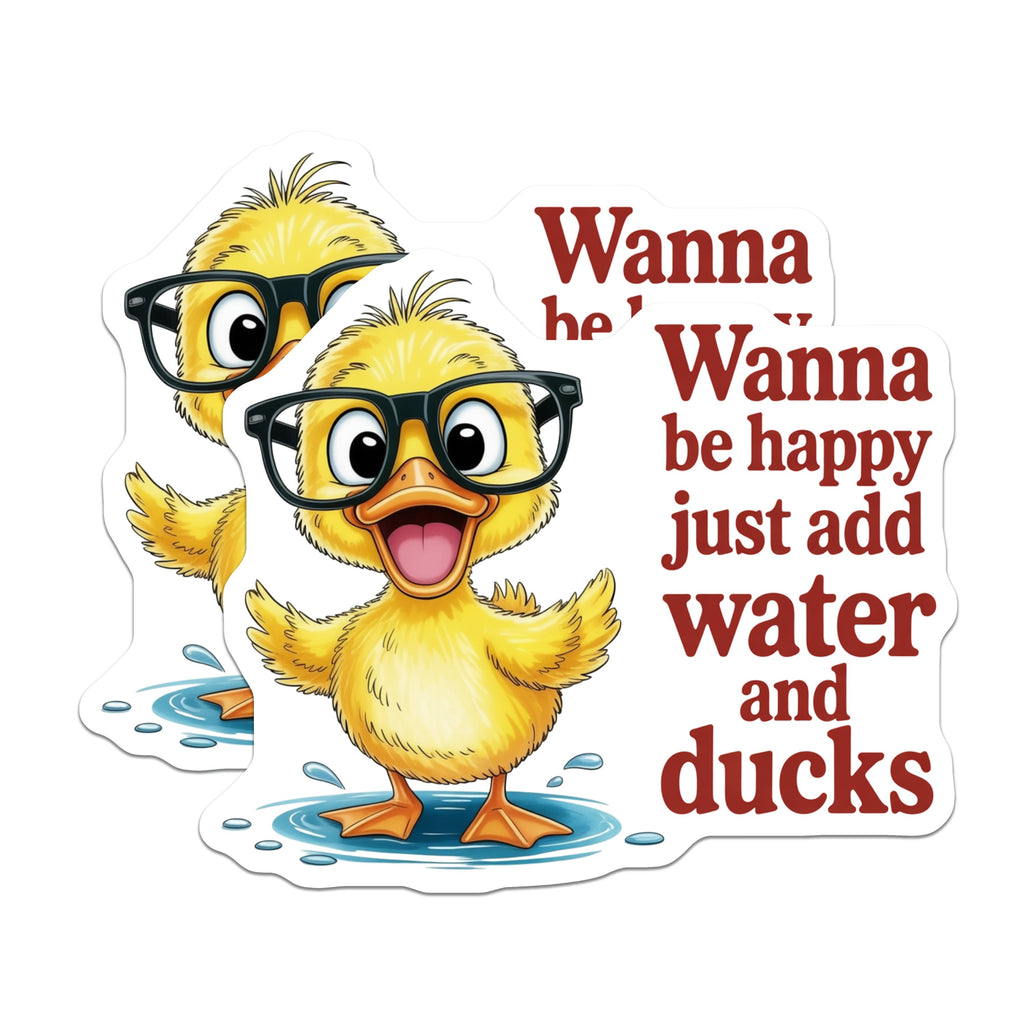 (2 Pack) Cute Duck Magnets - Happy Quote Refrigerator Decor - Funny Animal Kitchen Appliance Accents - 5 Inches On Longest Side - Thick Durable Magnet - Made in USA - MAG38800