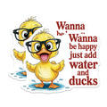 (2 Pack) Cute Duck Magnets - Happy Quote Refrigerator Decor - Funny Animal Kitchen Appliance Accents - 5 Inches On Longest Side - Thick Durable Magnet - Made in USA - MAG38800