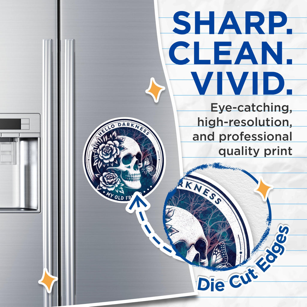 (2 Pack) Hello Darkness My Old Friend Magnets - Skeleton with Rose and Butterflies - 5 Inches On Longest Side - Premium Magnet - for Cars, Refrigerators, Toolboxes - Made in USA - MAG2237