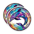 (2 Pack) Stained Glass Dolphin Magnets - Vibrant Ocean Art - Marine Life Decor - Fridge Magnets - Dolphin Lover Present - 5 Inches On Longest Side - Thick Durable Magnet - Made in USA - MAG27382