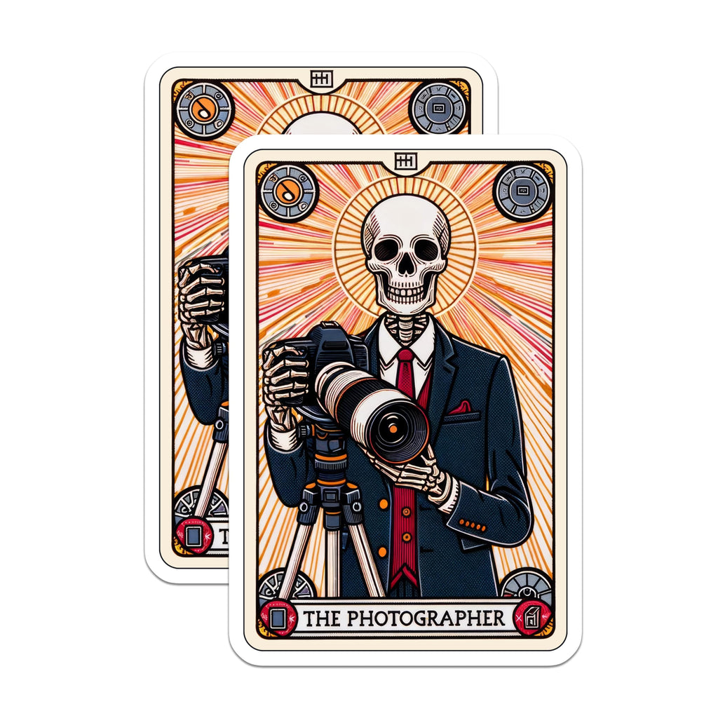 (2 Pack) Skeleton Photographer Magnets - Creative Photography Art - Macabre Camera Decor - Unique Fridge Magnets - 5 Inches On Longest Side - Thick Durable Magnet - Made in USA - MAG22995