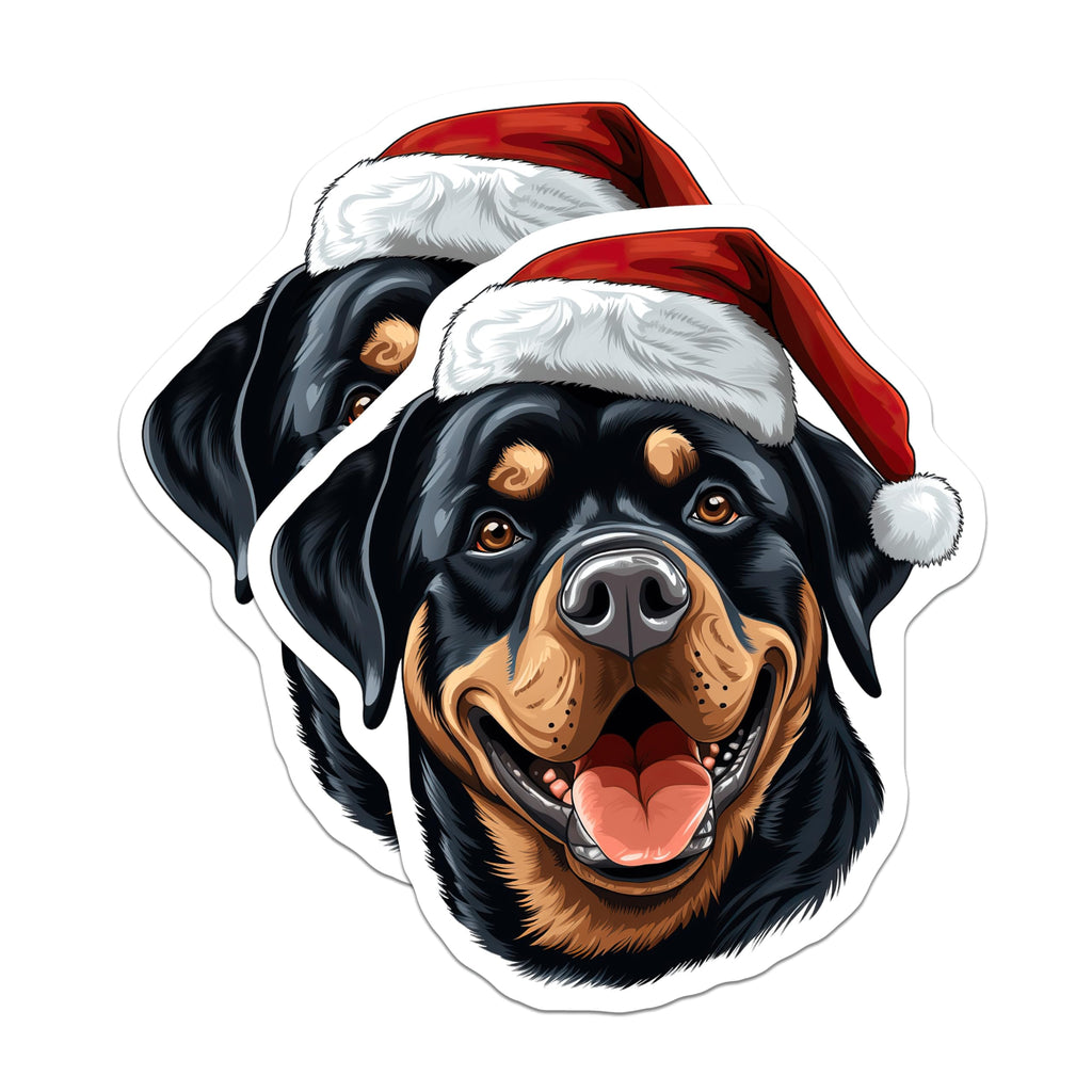 (2 Pack) Christmas Rottweiler Magnets - Santa Dog Holiday Decor - Festive Pet Refrigerator Magnets - 5 Inches On Longest Side - Thick Durable Magnet - Made in USA - MAG23371
