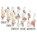 (3 Pack) Choose Your Weapon Decals - Floral Kitchen Tools - Baker Decals - 3 Inches On Longest Side - Easy Peel & Apply - Made in USA - 3MCS1667