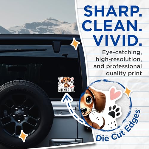 (2 Packs) It's A Wienerful Stickers - Funny Dachshund Weiner Dog Breed Decals - 5 Inches On Longest Side - Premium Vinyl Decal - Sticks to Any Smooth Flat Surface - Made in USA - BMCS2374