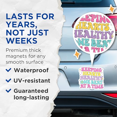 (2 Pack) Keeping Hearts Healthy Magnets Magnets - Inspirational Quotes - Positive Messages - 5" On Longest Side - Made in USA - Sticks to Refrigerators & Metal Surfaces - MAG9137