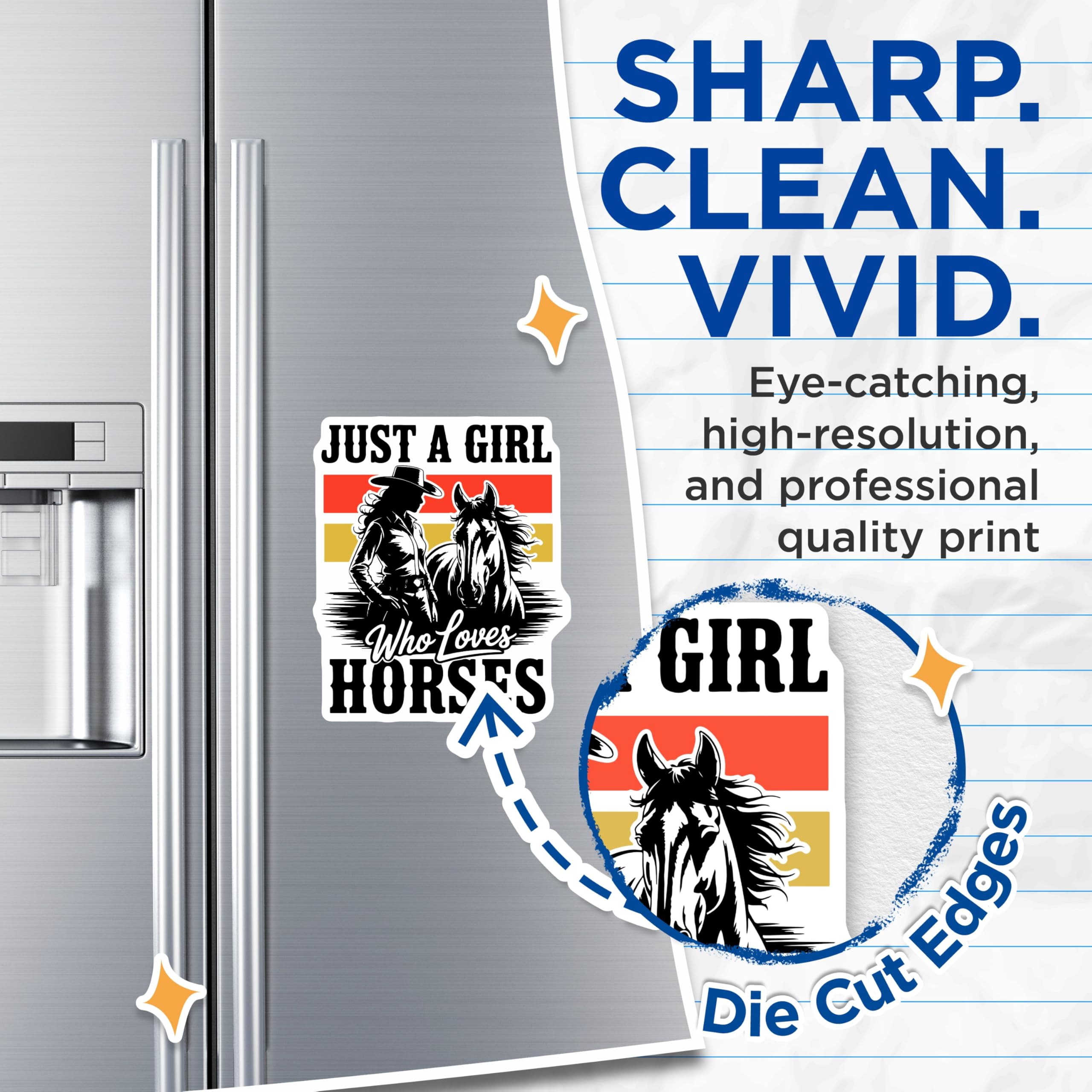 (2 Pack) Horse Lover Magnets - Cowgirl Decor - Equestrian Gift Idea - 5" On Longest Side - Premium Magnet - for Cars, Refrigerators, Toolboxes, Lockers - Made in USA - MAG14444