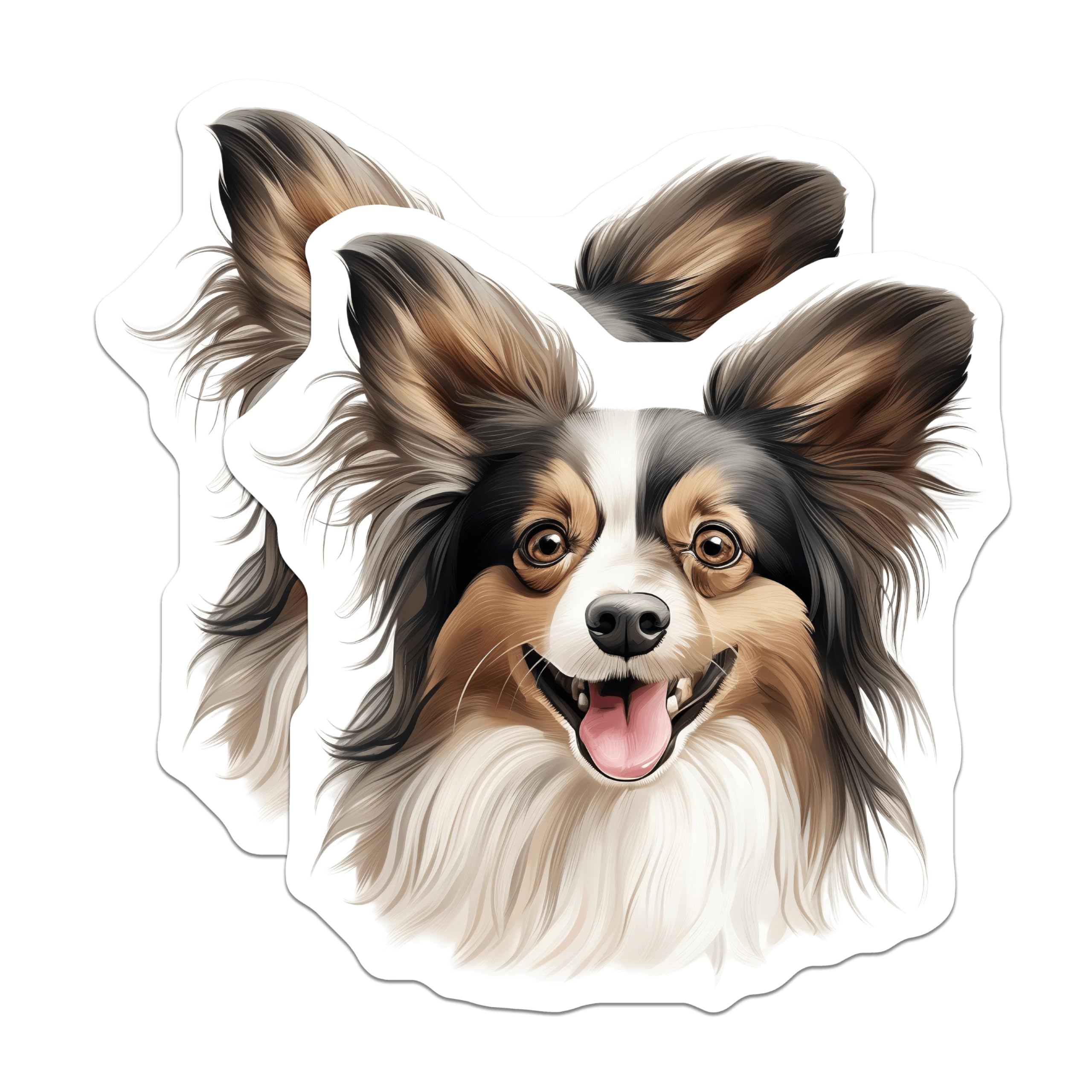 (2 Pack) Papillon Dog Magnets - Happy Pet Animal Lover Decoration - Cute Dog Breed Fridge Accessories for Owners - 5 Inches On Longest Side - Thick Durable Magnet - Made in USA - MAG25935