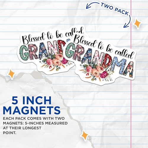 (2 Pack) Blessed to Be Called Grandma Magnets Magnets - 5" On Longest Side - Made in USA - Sticks to Refrigerators & Metal Surfaces - MAG8471