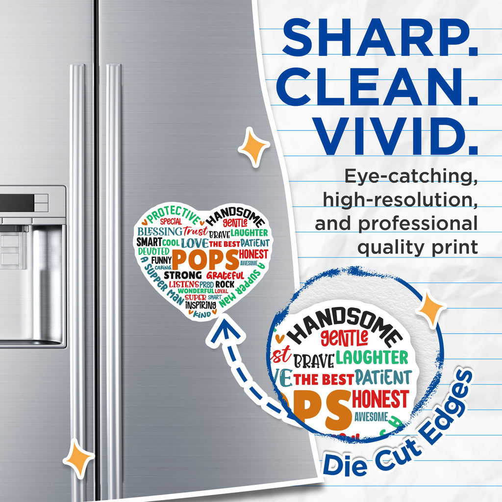 (2 Pack) Pops Super Dad Magnets - Father's Day Appreciation - Refrigerator Locker Decor - 5 Inches On Longest Side - Thick Durable Magnet - Made in USA - MAG38898