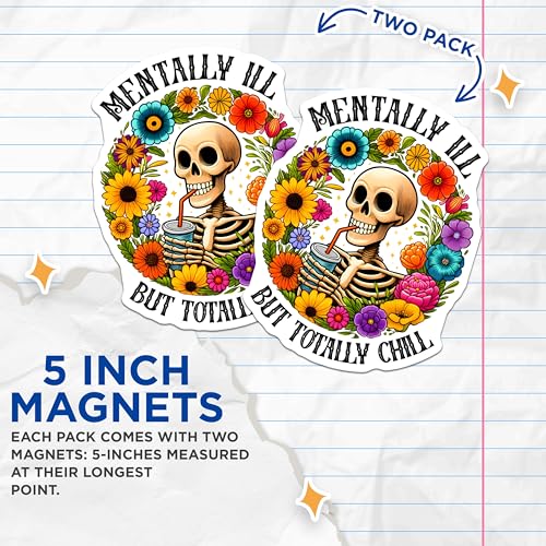 (2 Pack) Funny Skeleton Magnet - 5" On Longest Side - Sticks to Smooth Flat Surfaces - Made in USA - MAG9763