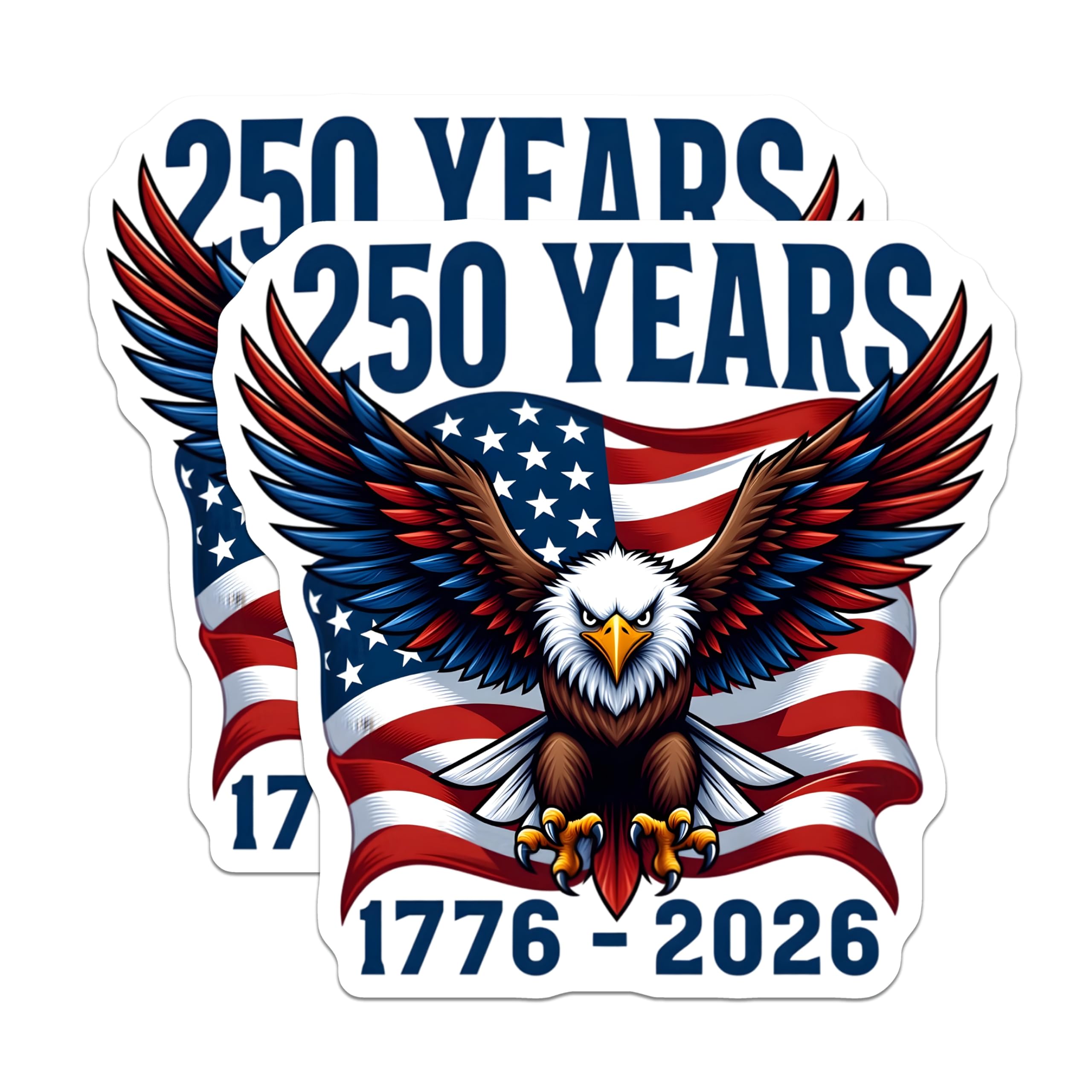 (2 Pack) 250 Years American Eagle Magnets - Patriotic USA Flag - Independence Day Decor - 5 Inches On Longest Side - Thick Durable Magnet - Made in USA - MAG30828