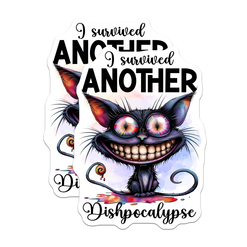 (2 Pack) Dishpocalypse Cat Magnets - Funny Kitchen Decor - Sarcastic Pet Lover Art - Quirky Refrigerator Accent - 5 Inches On Longest Side - Thick Durable Magnet - Made in USA - MAG39202